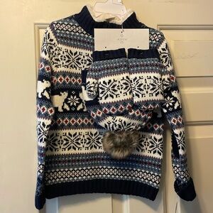 Aspen kids 4T set with sweater, hat and mittens